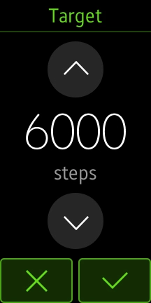 Press the arrows to set the required goal.