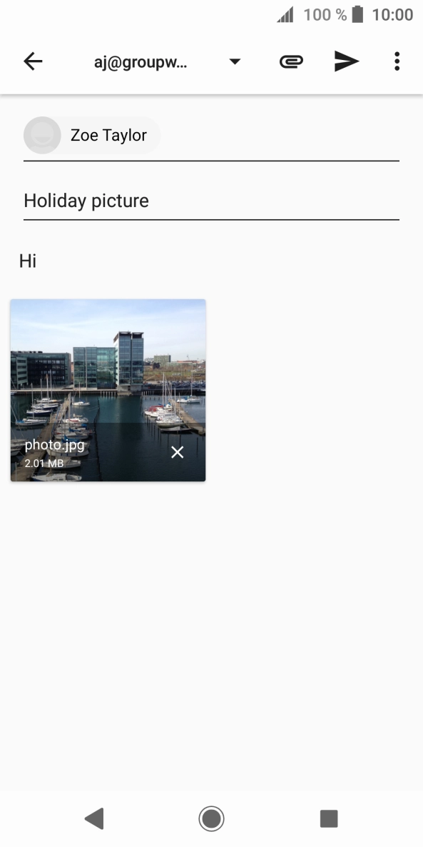 Press the send icon when you've finished your email.