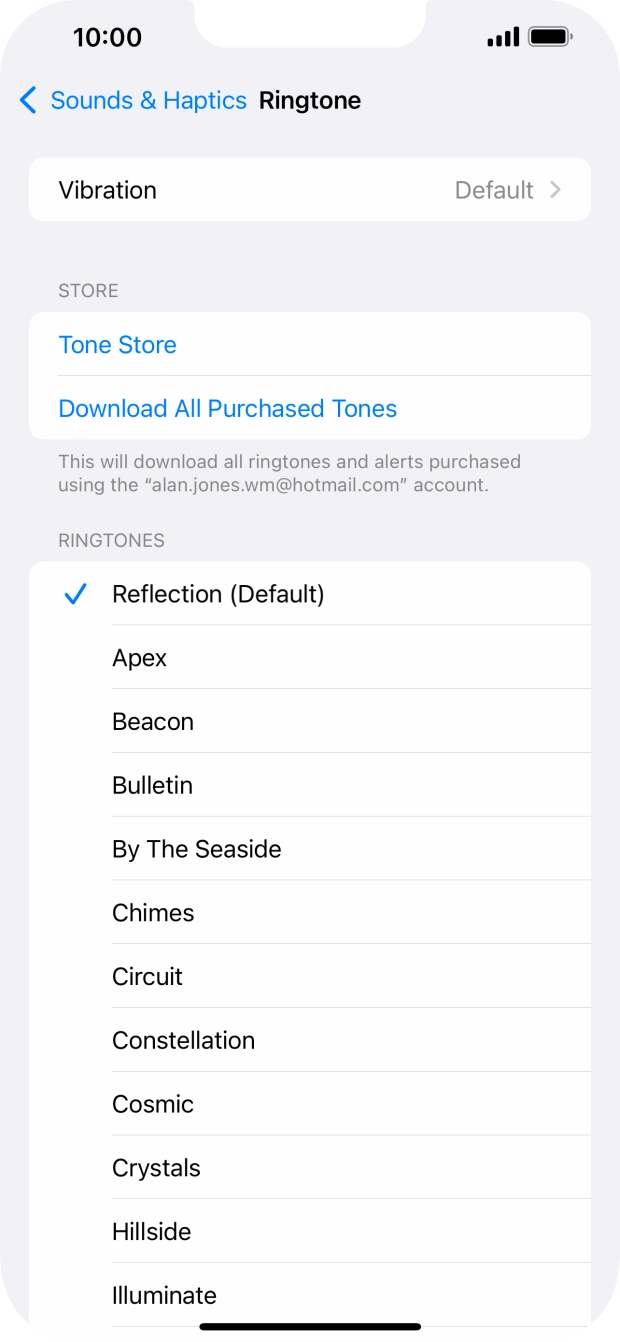 Press the different ring tones to hear them.