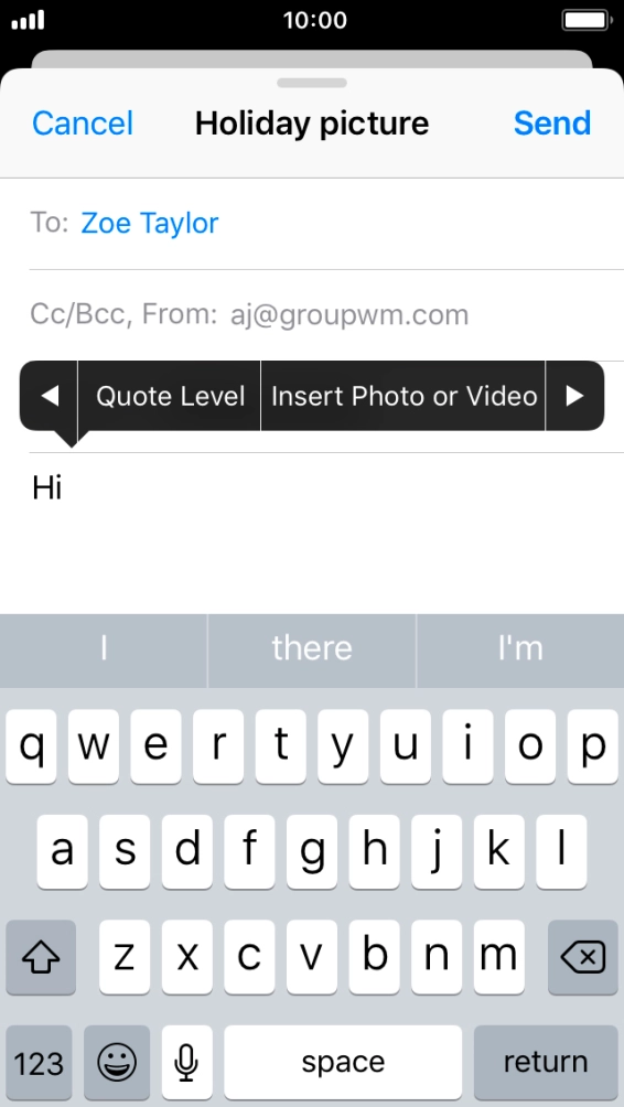Press Insert Photo or Video and follow the instructions on the screen to attach a picture or a video clip.