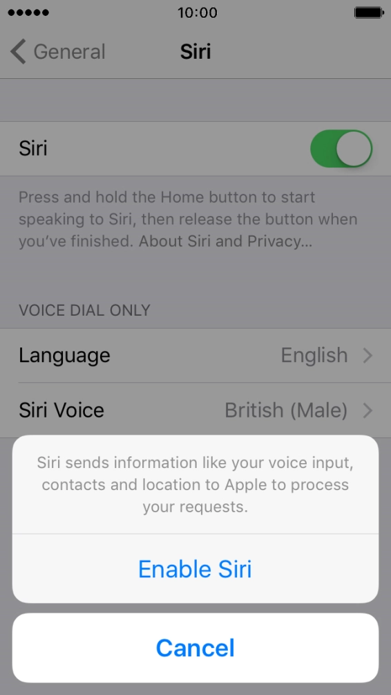 Press Enable Siri.