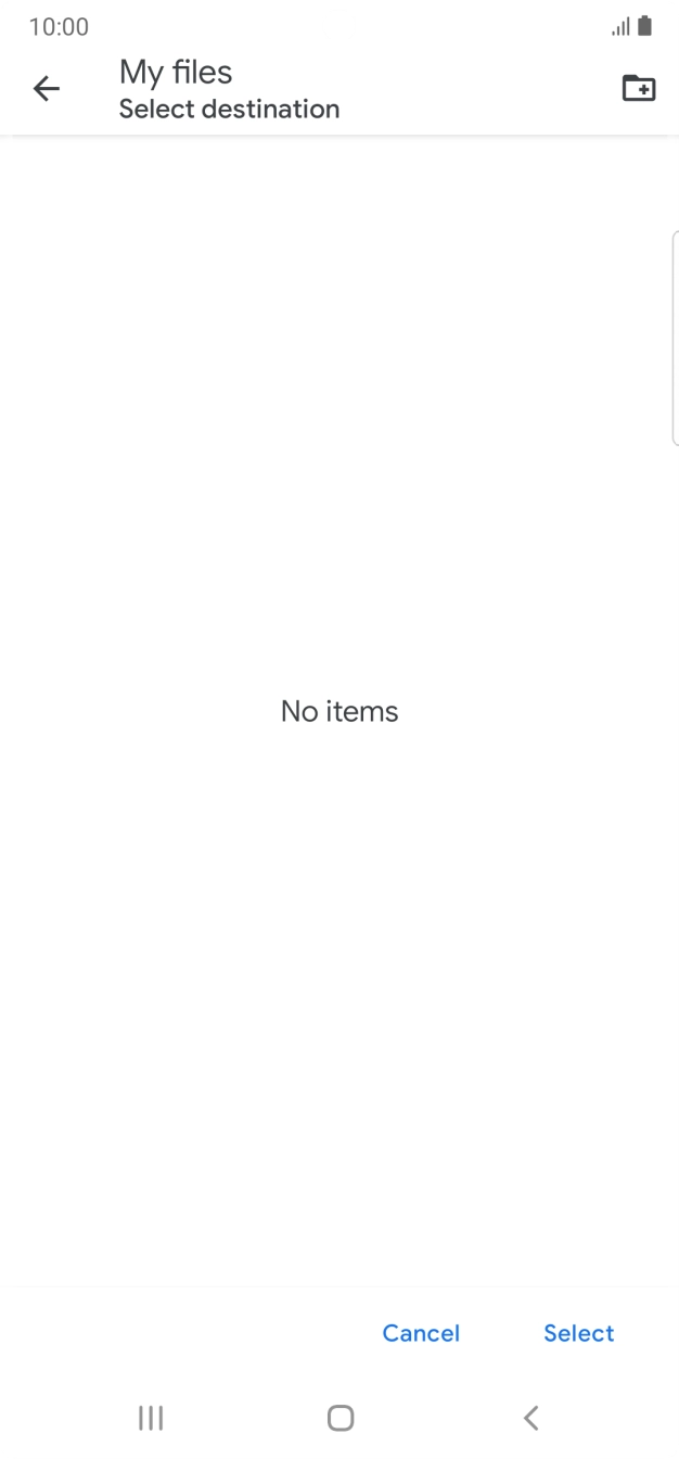 To create a new folder, press the new folder icon and follow the instructions on the screen to create a new folder.