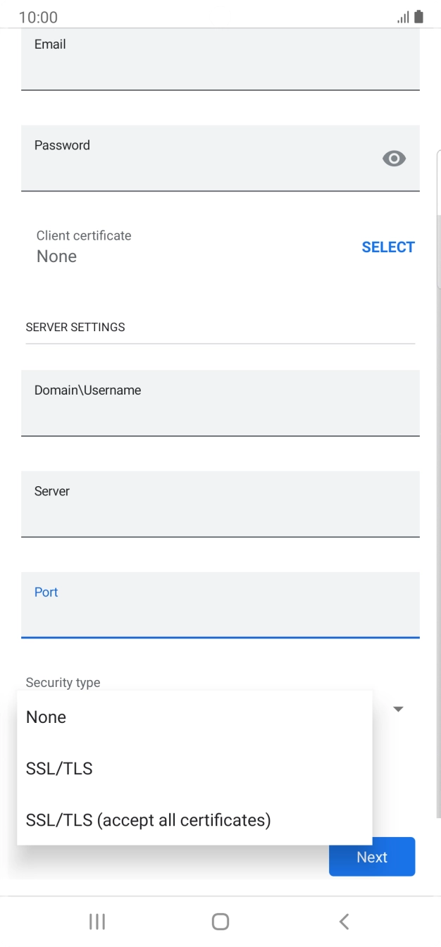 Press the required setting.