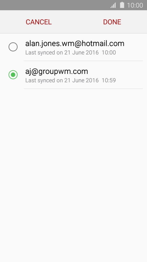 Press the required account.