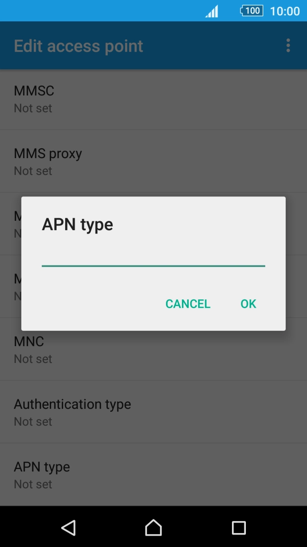 Key in default and press OK.