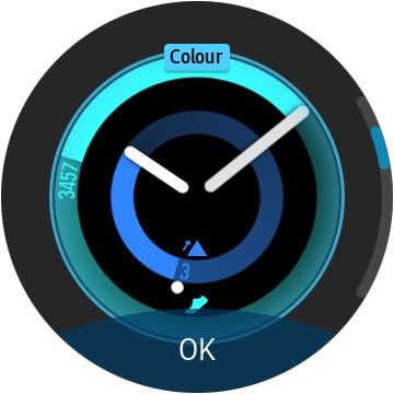 Turn the Rotating bezel right or left to change between the different designs.