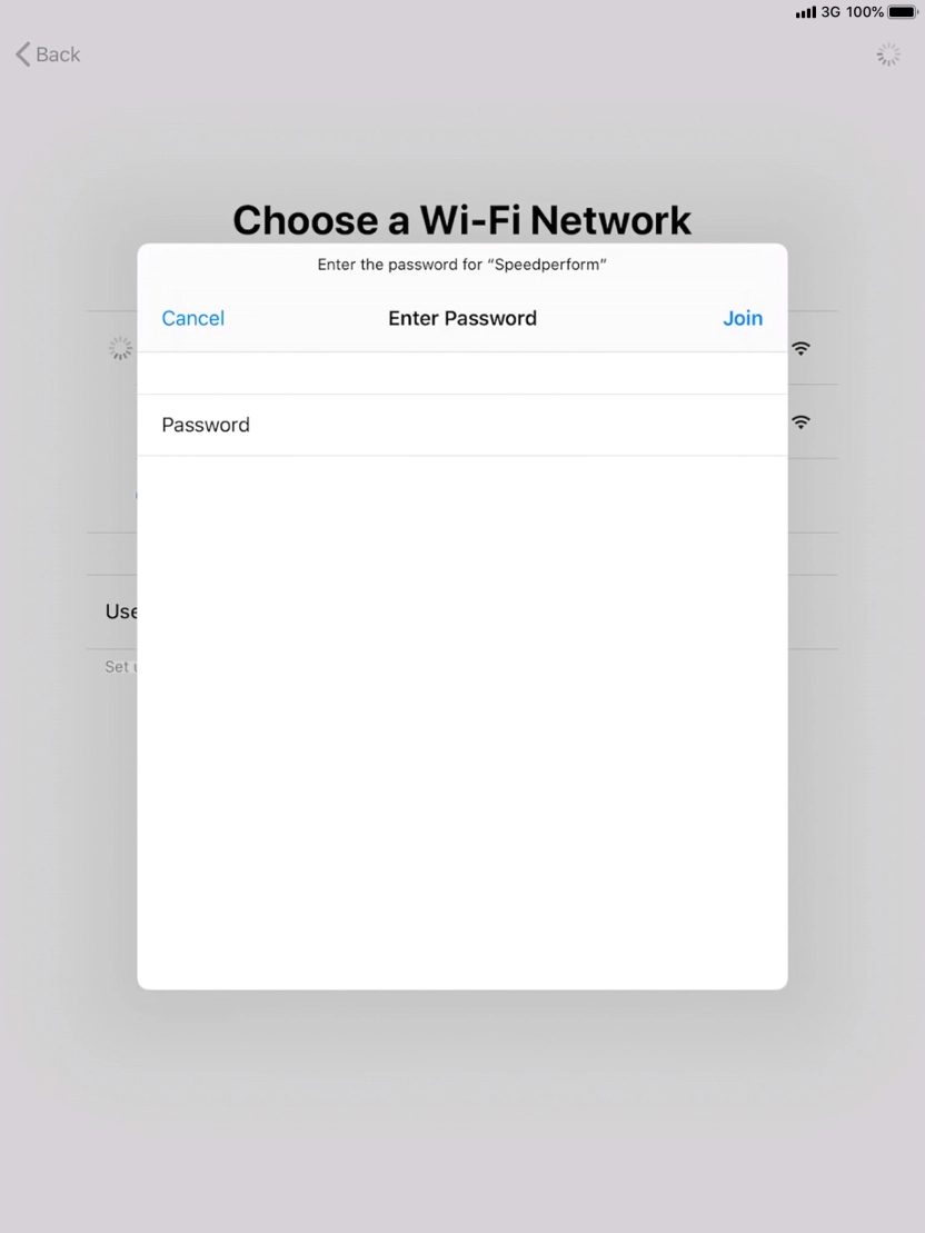 Key in the password for the Wi-Fi network and press Join. Key in the password for the Wi-Fi network and press Join.