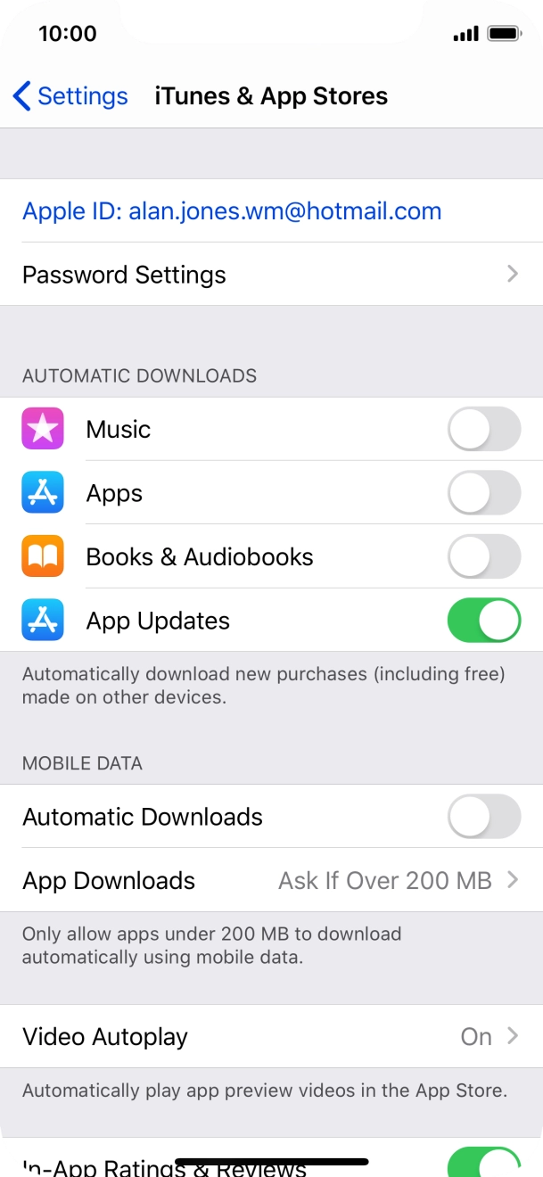 Press the indicators next to the required content types to turn the function on or off.