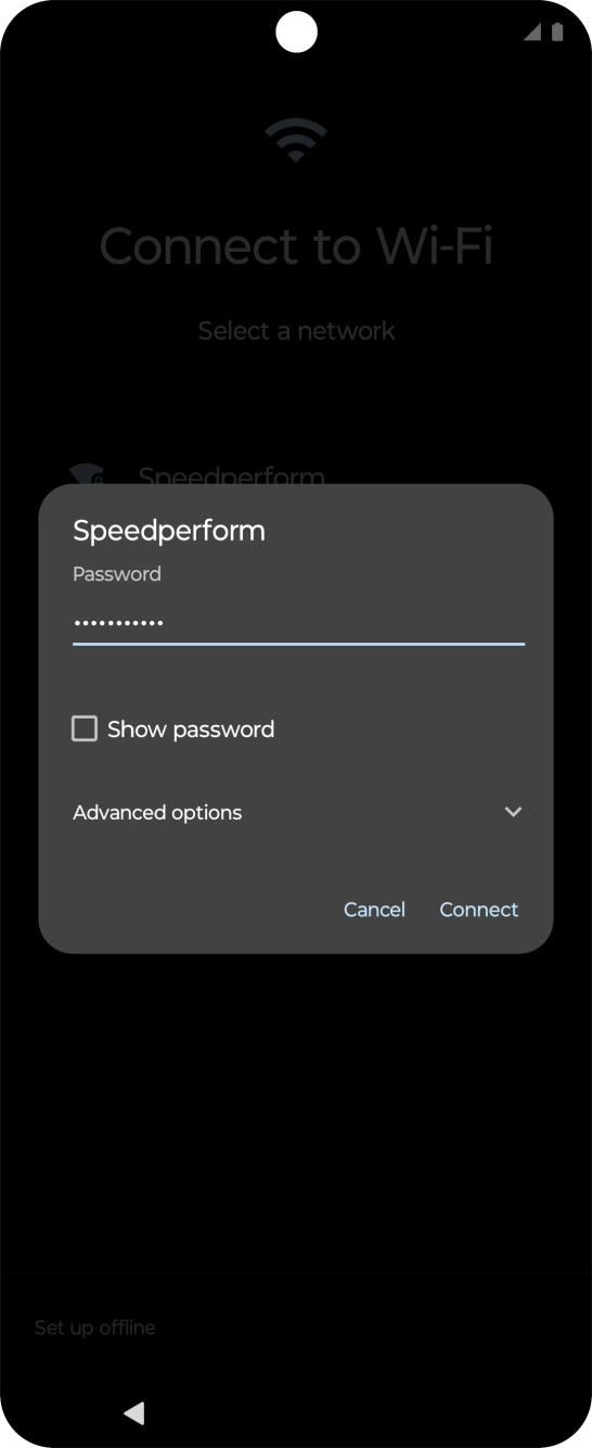 Key in the password for the Wi-Fi network and press Connect.
