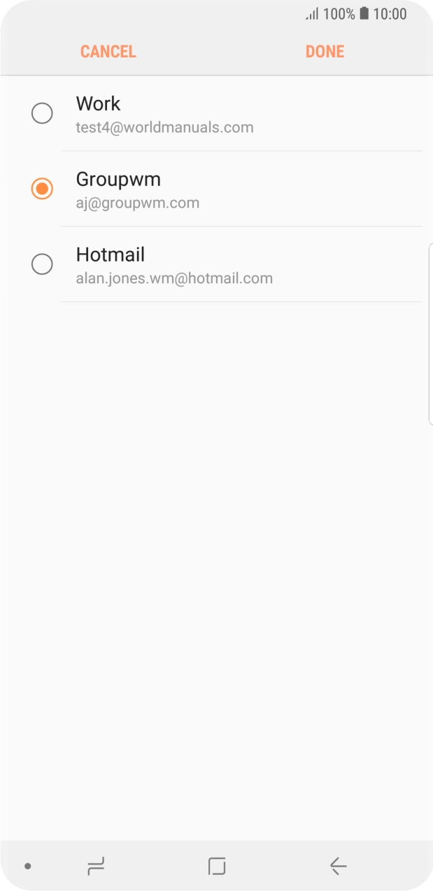 Press the required account.