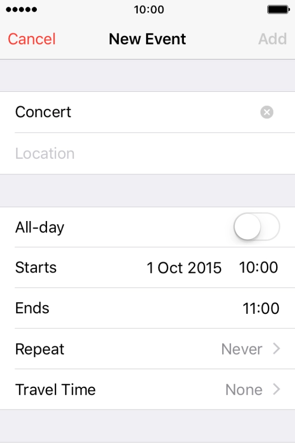 Press Starts and select the required start time.