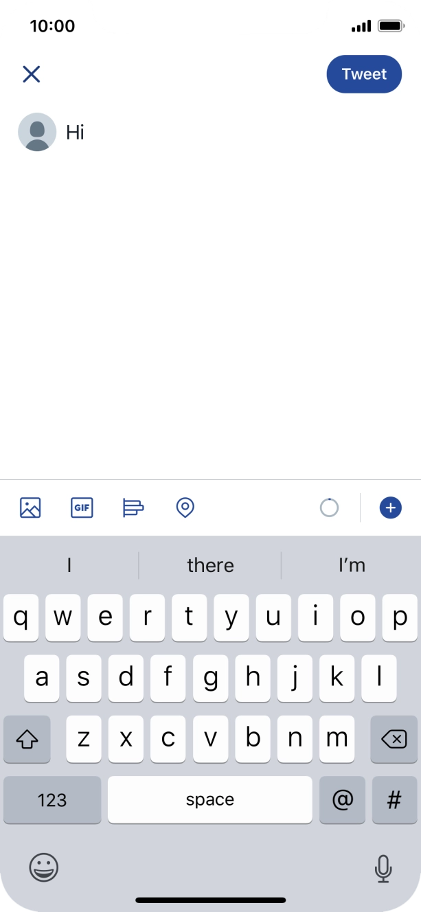 Write the required text and press Tweet.