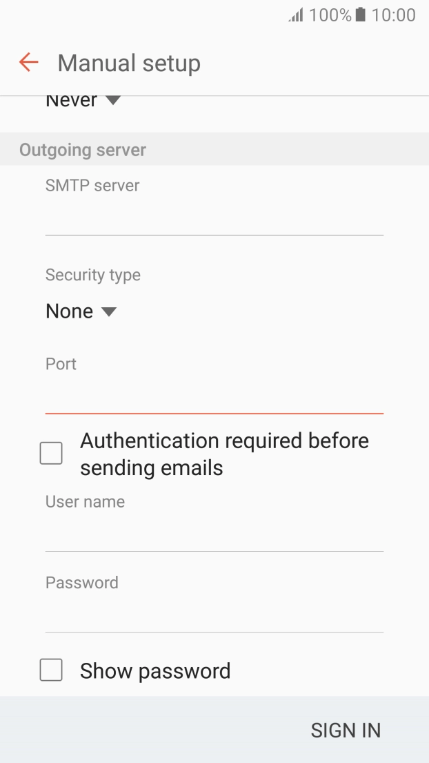 Press Authentication required before sending emails to turn on the function.