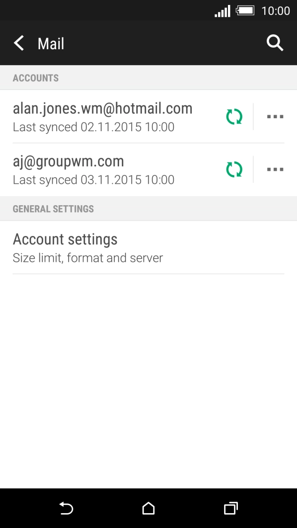 Press the menu icon next to the required email account.
