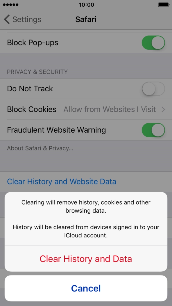 Press Clear History and Data. Press Clear History and Data.