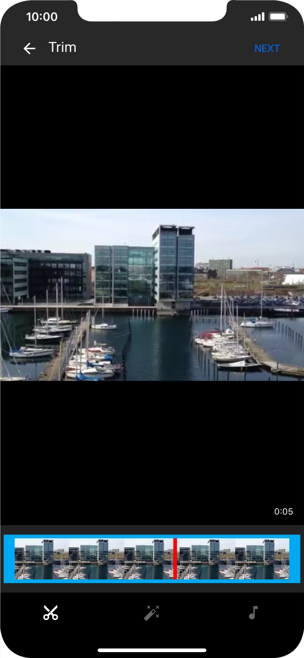 Follow the instructions on the screen to edit the video clip and press NEXT.