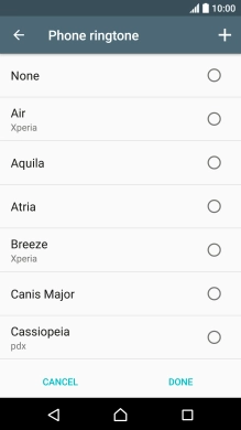 Press the add ring tone icon and go to the required ring tone.