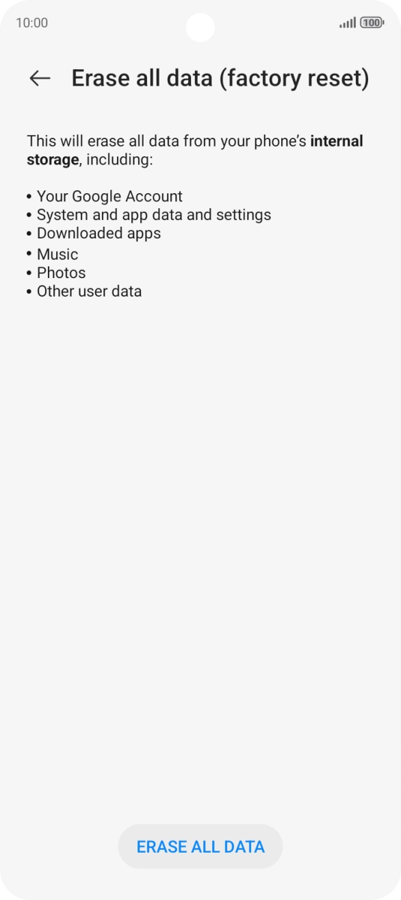 Press ERASE ALL DATA.