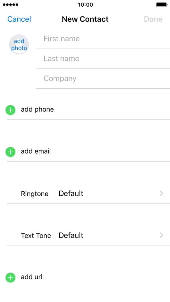 Press First name and key in the first name. Press First name and key in the first name.