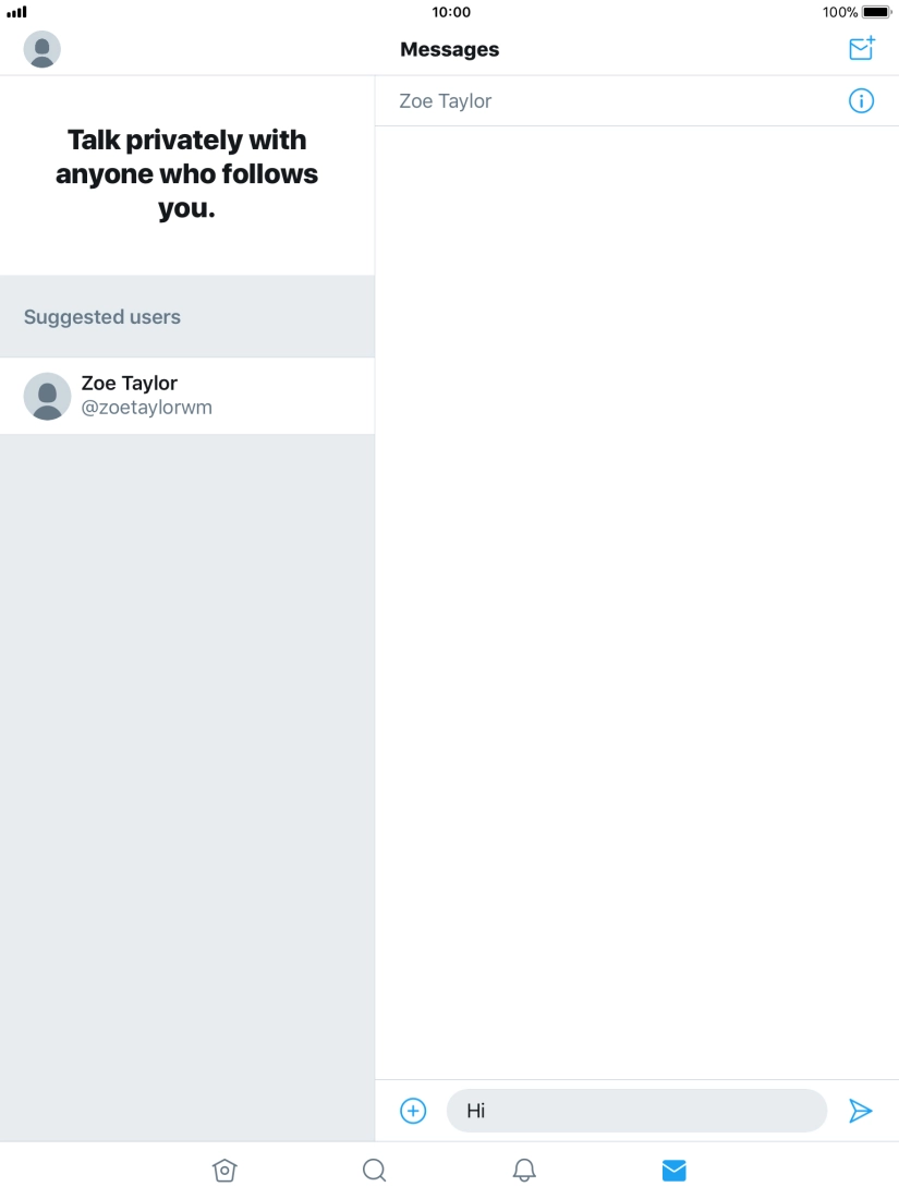 Write the required message and press ikonet for send.