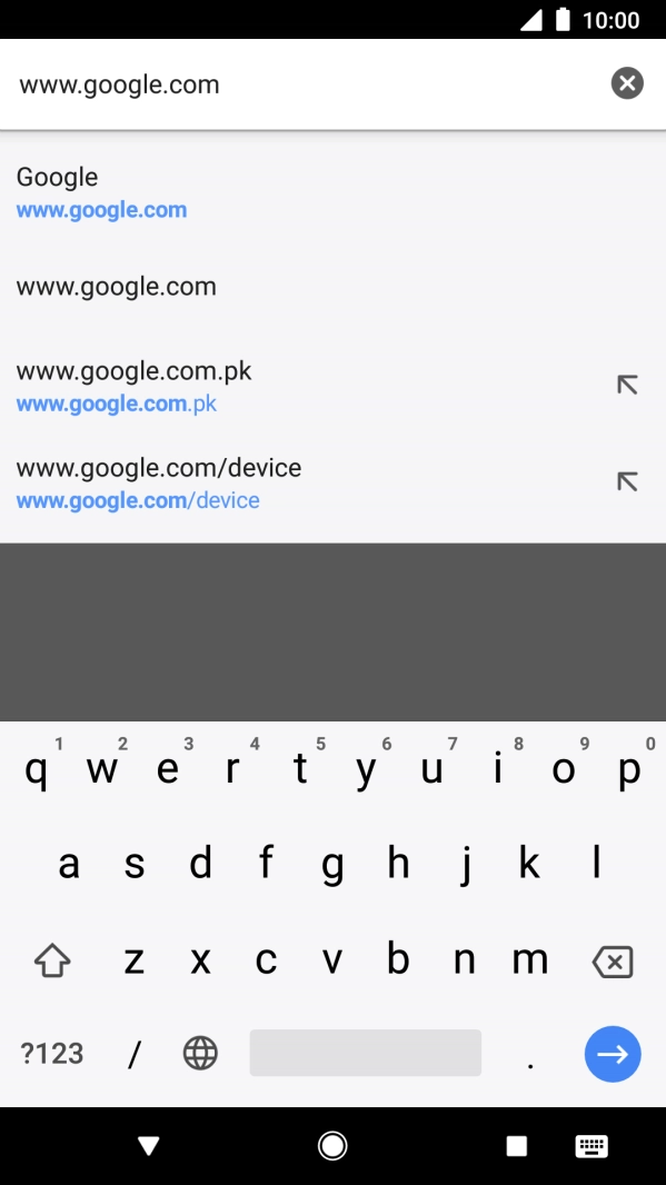 Key in the address of the required web page and press arrow right.