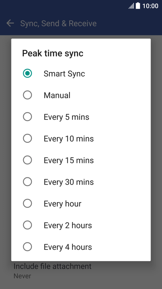 Press the required setting.