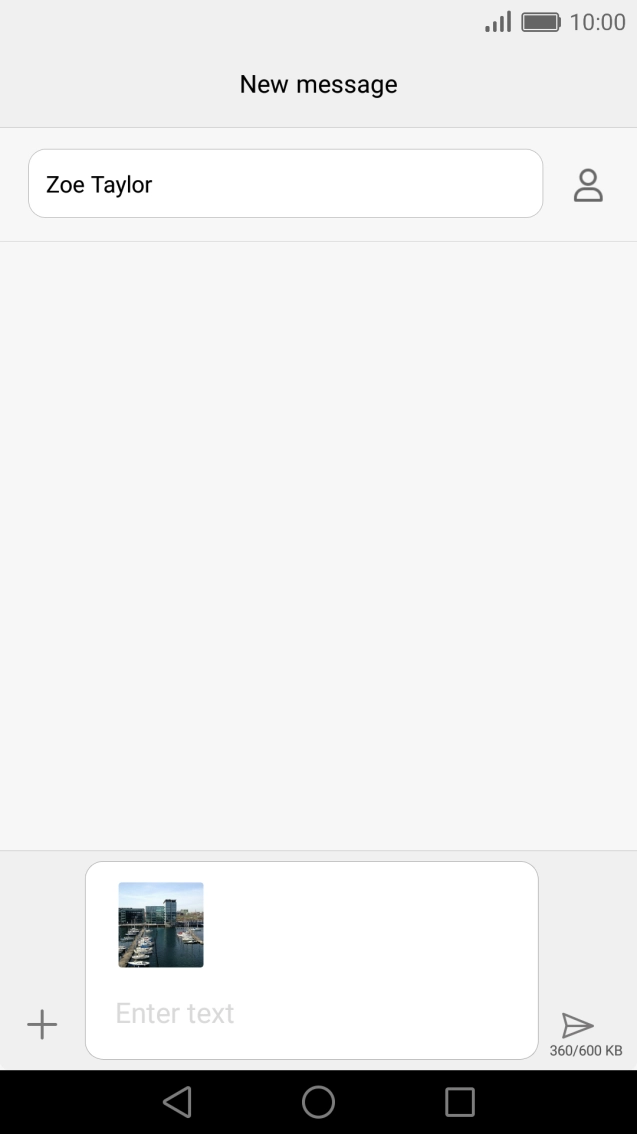 Press the text input field and write the text for your picture message.