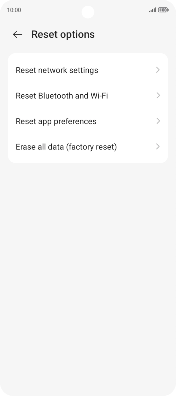 Press Erase all data (factory reset).