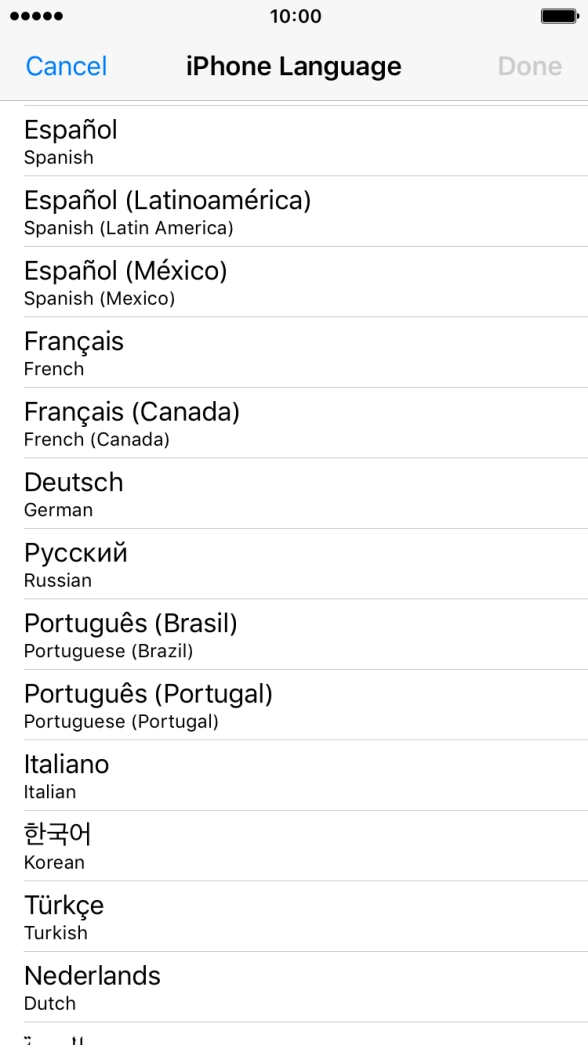 Press the required language.
