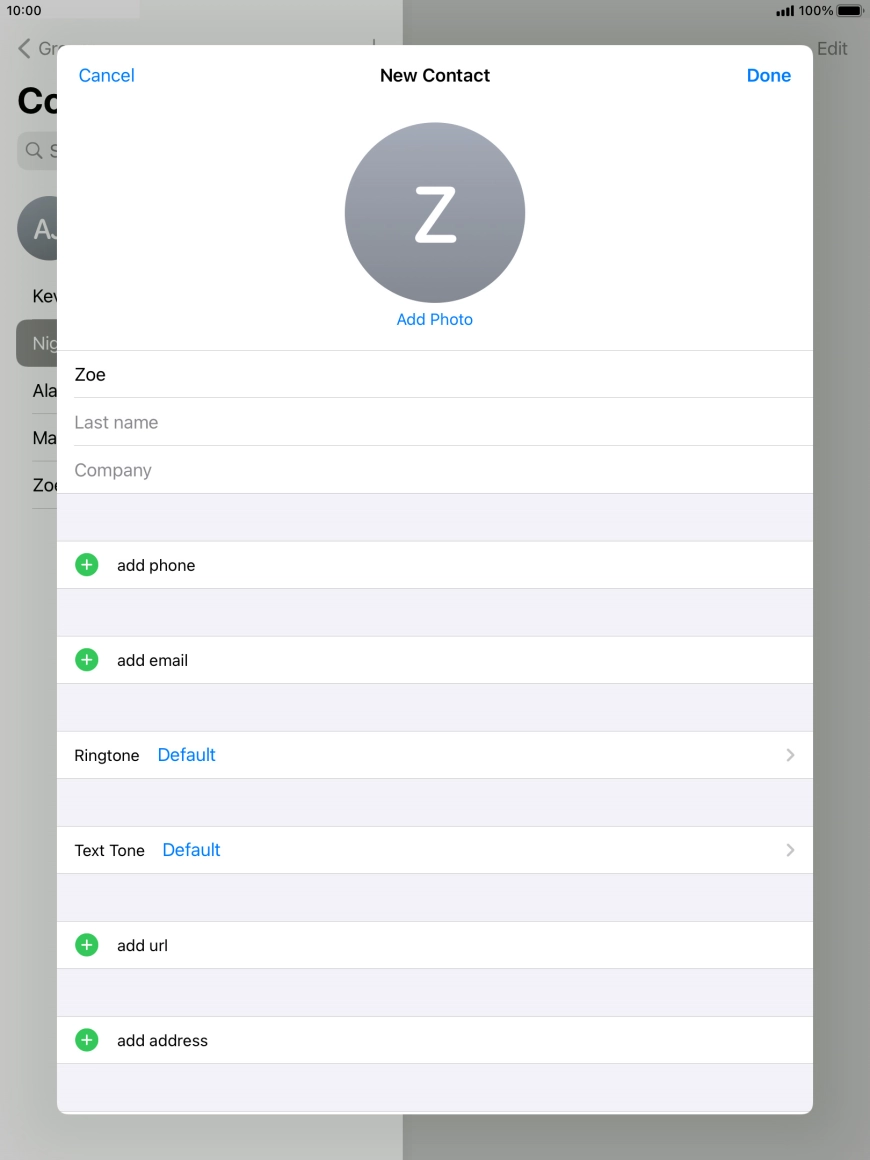 Press Last name and key in the last name.