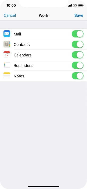 Press the indicator next to the required data type to turn synchronisation of each data type on or off. Press the indicator next to the required data type to turn synchronisation of each data type on or off.