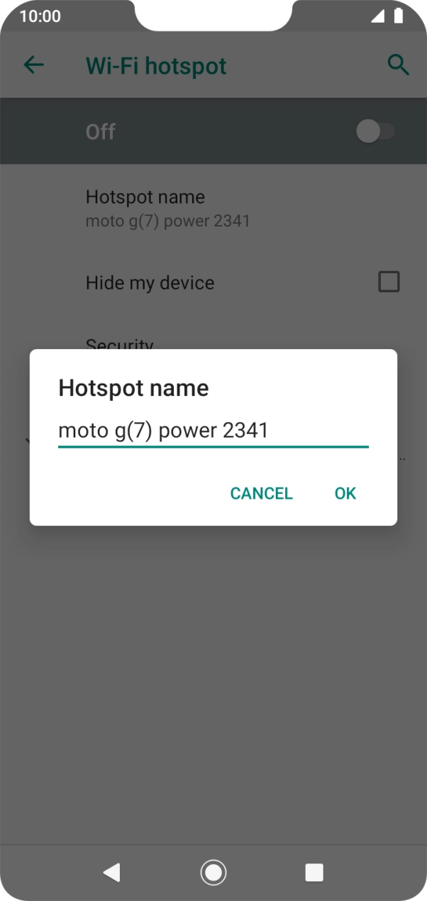 Key in the required Wi-Fi hotspot name and press OK.