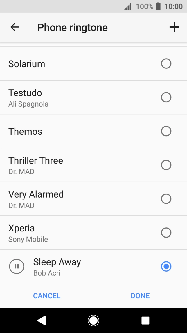 Once you've found a ring tone you like, press DONE.