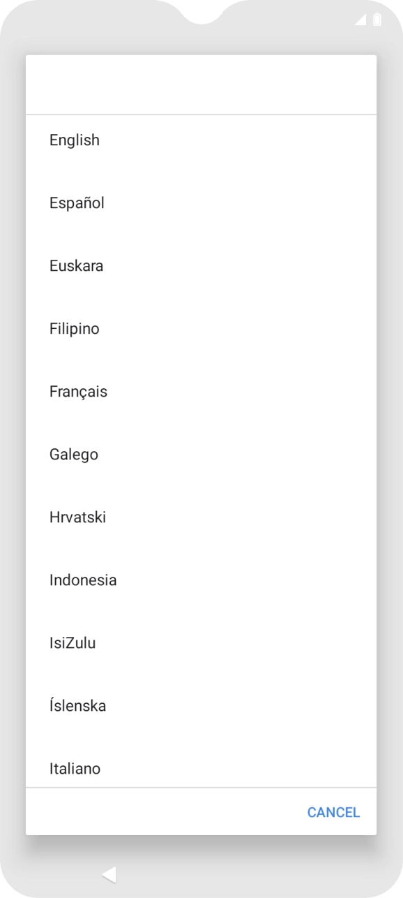 Press the required language. Press the required language.