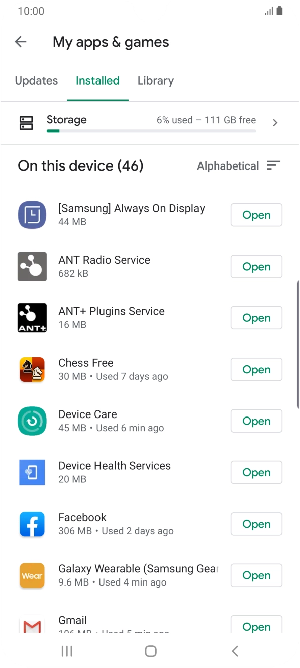 Press the required app.