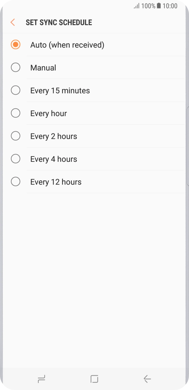 Press the required setting.