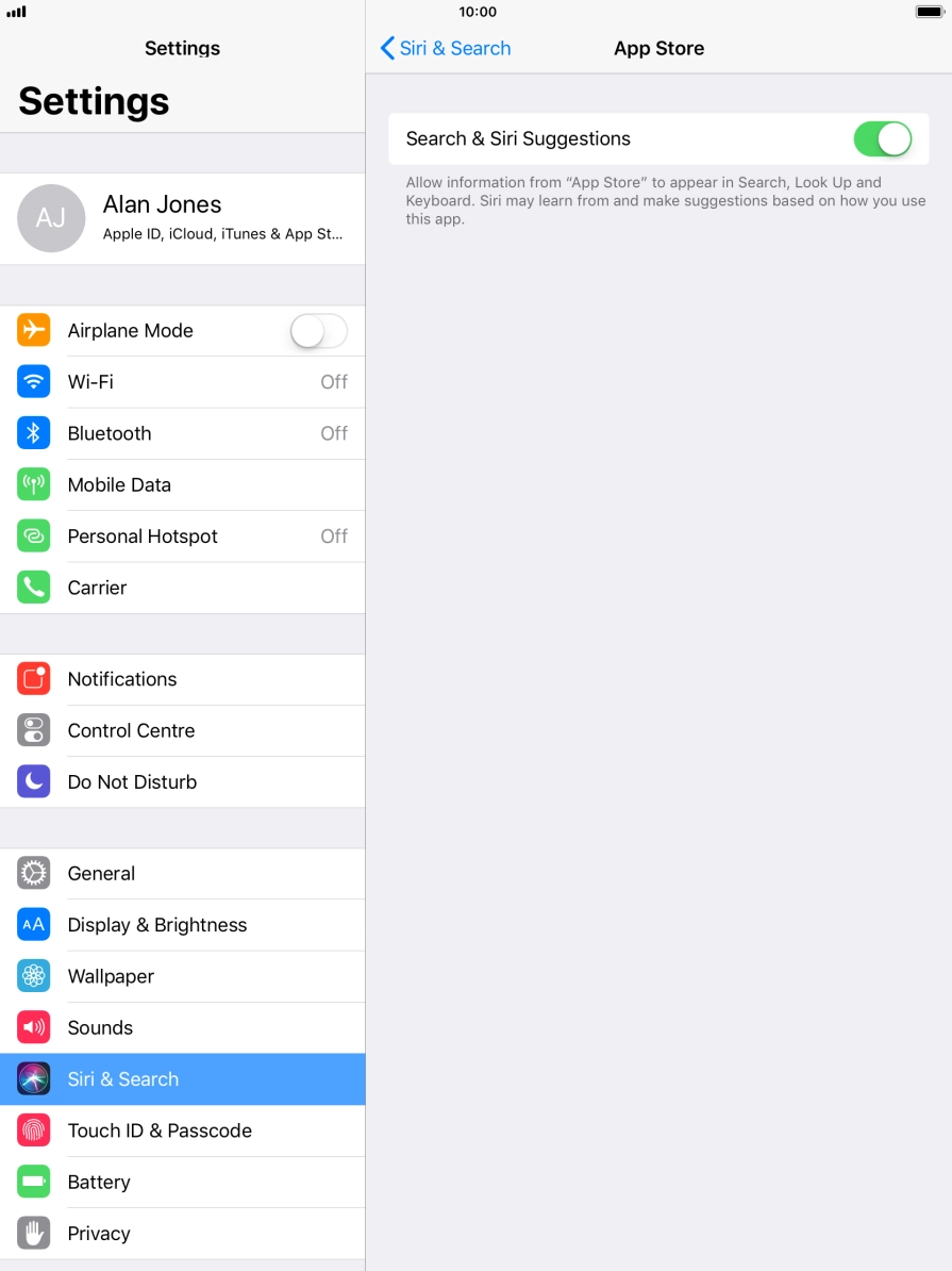 Press the indicator next to 