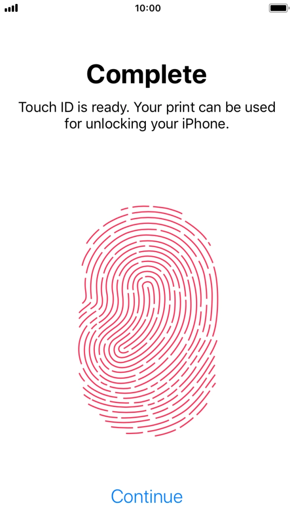 Press Continue. If you haven't previously selected a phone lock code, key in a code of your own choice twice.