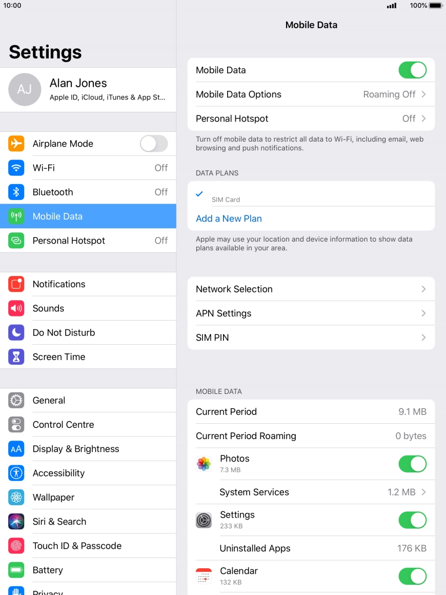 The total data usage is displayed next to Current Period.