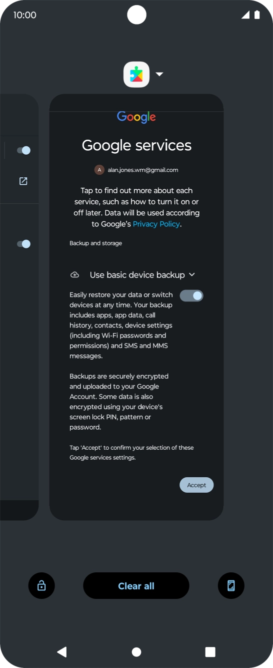 To end one running application, slide your finger upwards on the required application.