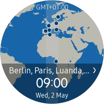 Turn the Rotating bezel right or left to select the required time zone.