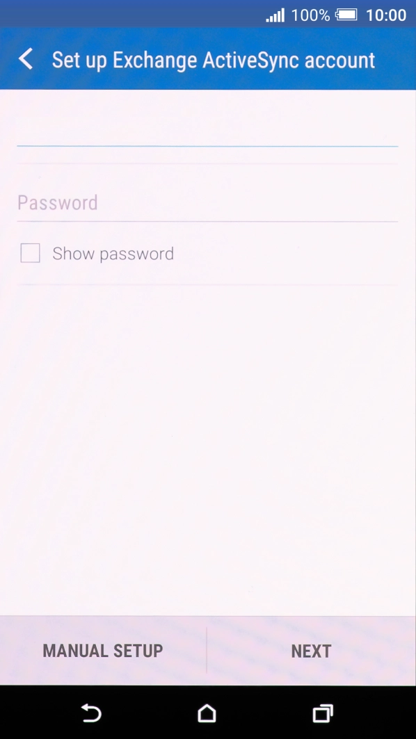 Press Password and key in the password for your email account.