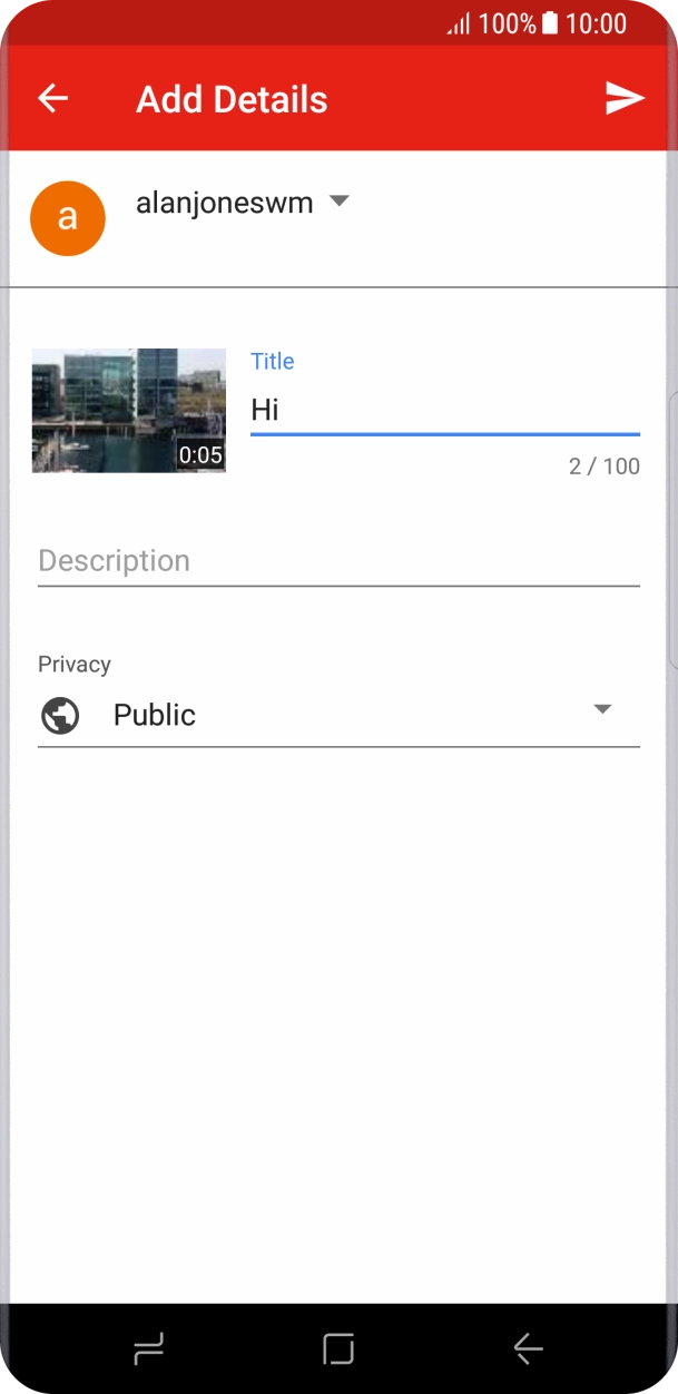 Key in the required text and press the upload icon.