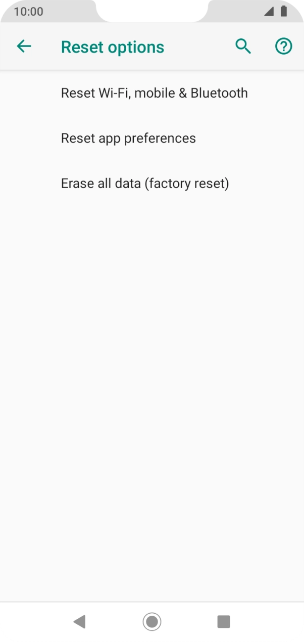 Press Erase all data (factory reset).