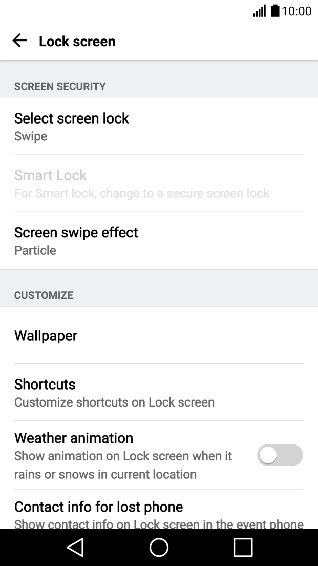 Press Select screen lock.