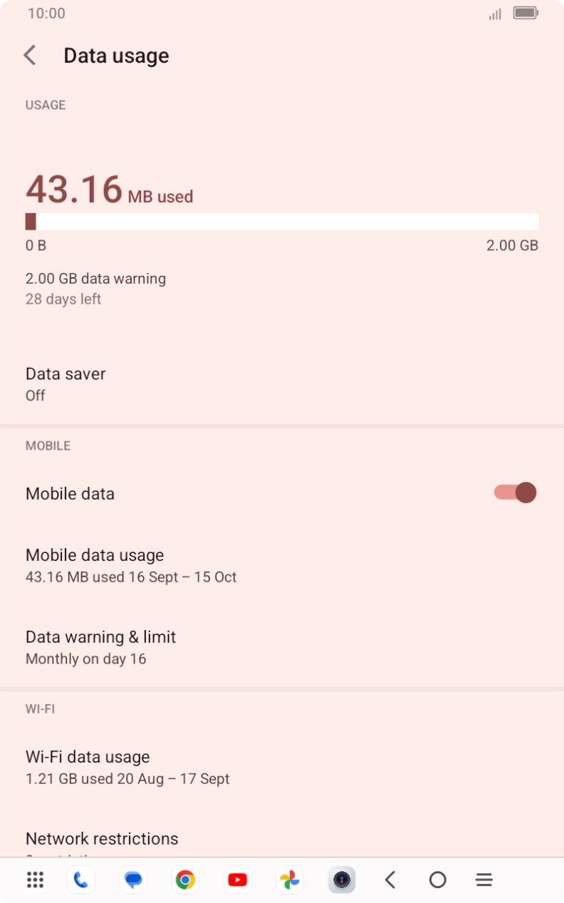 The total data usage is displayed.