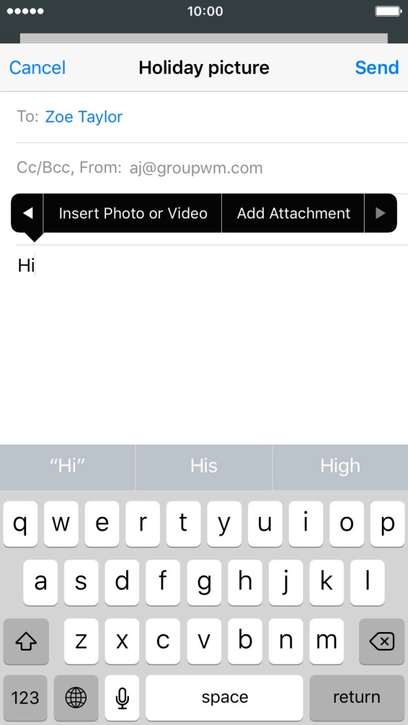 Press Insert Photo or Video and go to the required folder.