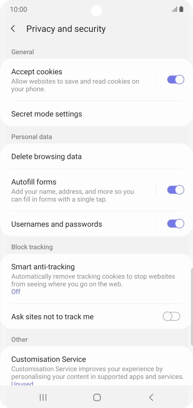 Press Delete browsing data.