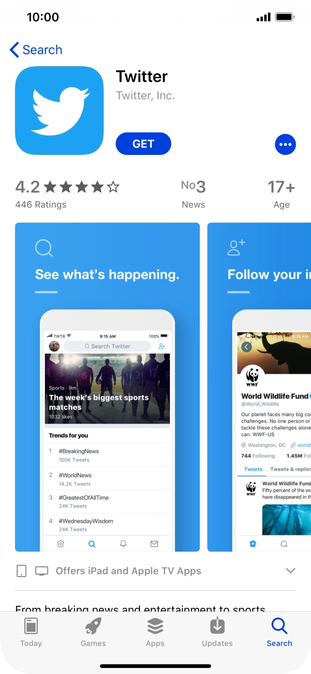 Press GET and follow the instructions on the screen to install the app.