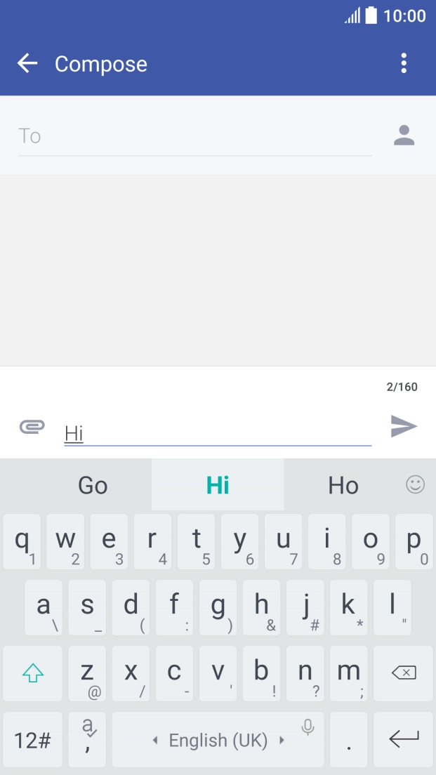 The word suggestions are displayed as you write. Press the required word to insert it.